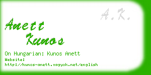 anett kunos business card